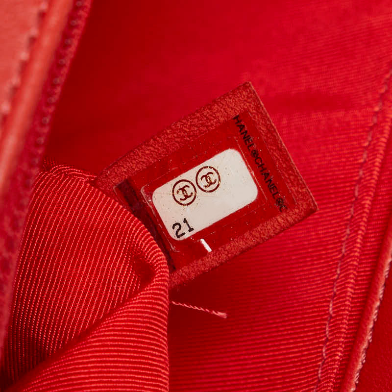 シャネル ボーイシャネル チェーン ショルダーバッグ レッド レザー レディース CHANEL 【中古】