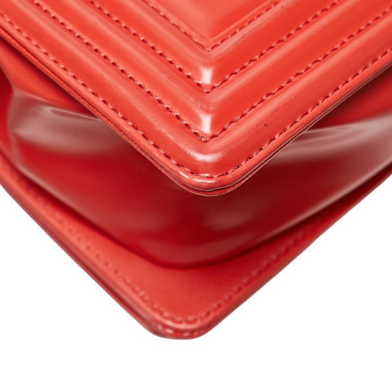 シャネル ボーイシャネル チェーン ショルダーバッグ レッド レザー レディース CHANEL 【中古】