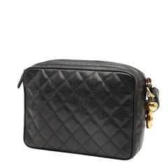 シャネル マトラッセ ココマーク 斜め掛け ショルダーバッグ ブラック キャビアスキン レディース CHANEL 【中古】