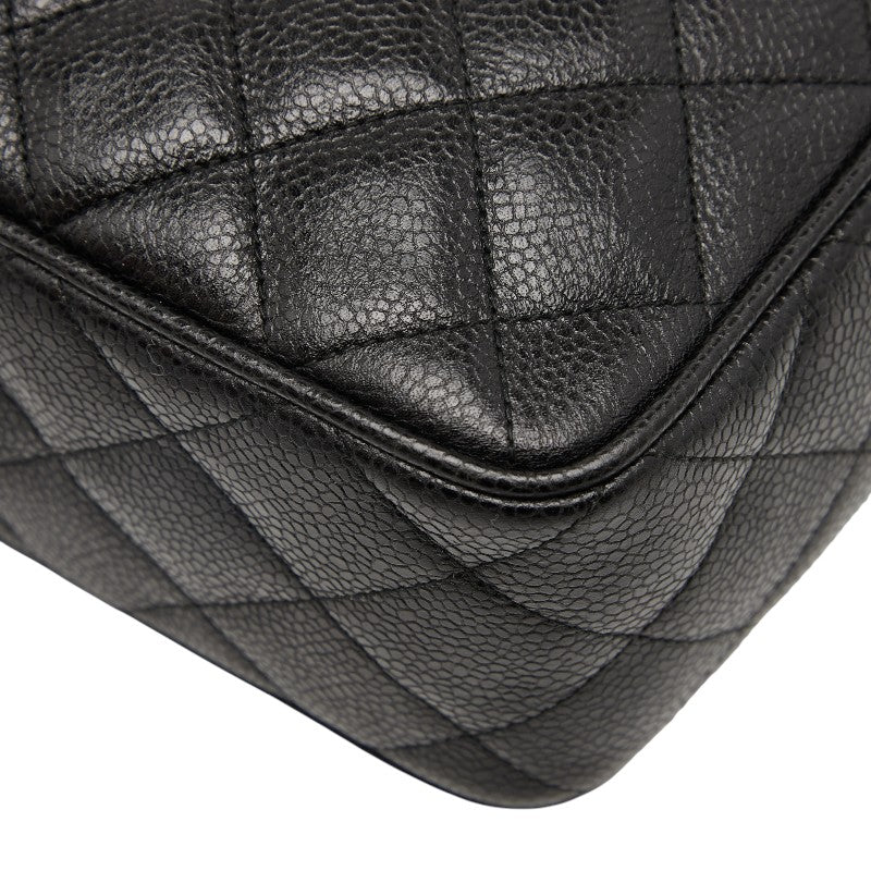 シャネル マトラッセ ココマーク 斜め掛け ショルダーバッグ ブラック キャビアスキン レディース CHANEL 【中古】