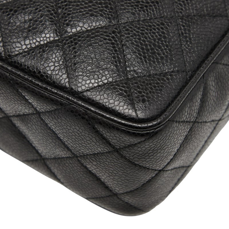 シャネル マトラッセ ココマーク 斜め掛け ショルダーバッグ ブラック キャビアスキン レディース CHANEL 【中古】