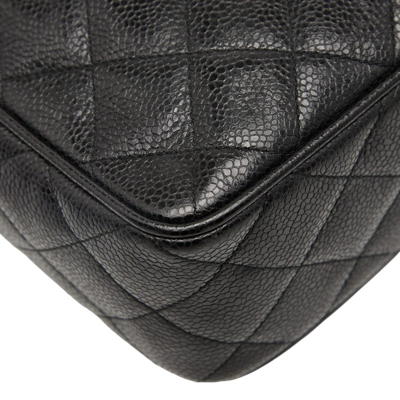 シャネル マトラッセ ココマーク 斜め掛け ショルダーバッグ ブラック キャビアスキン レディース CHANEL 【中古】