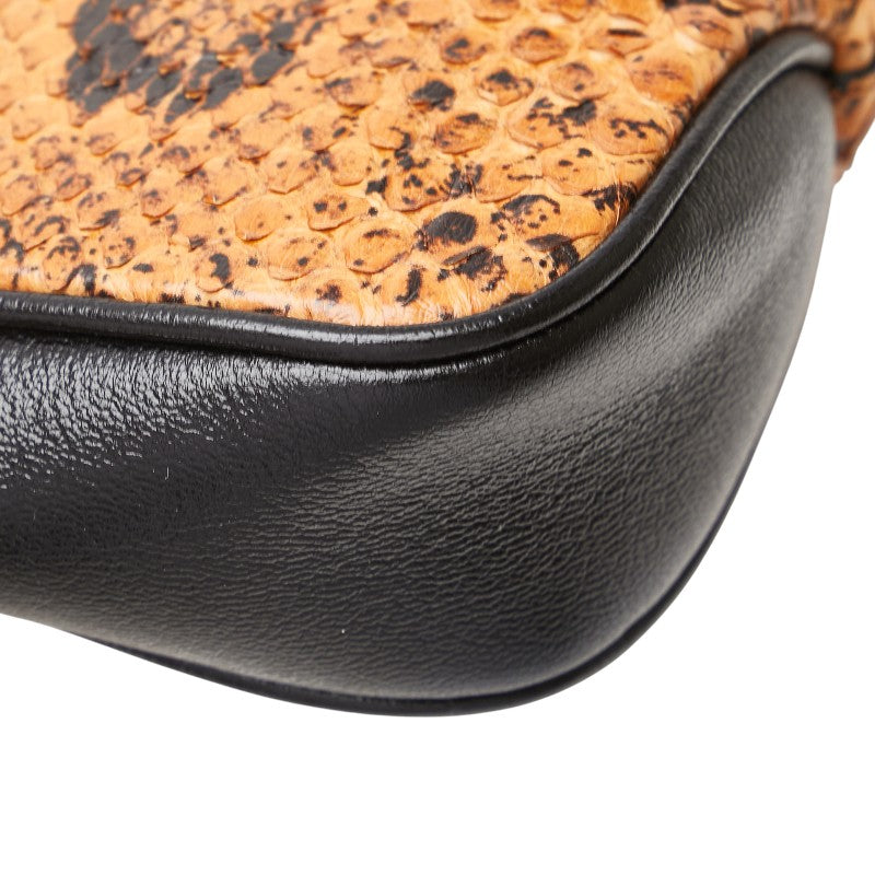 グッチ GGマーモント ダブルG 斜め掛け ショルダーバッグ 648934 ブラウン ブラック パイソン レザー レディース GUCCI 【中古】