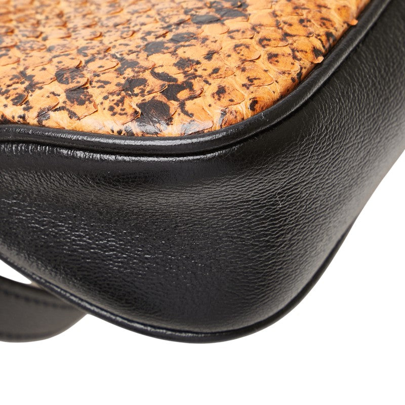 グッチ GGマーモント ダブルG 斜め掛け ショルダーバッグ 648934 ブラウン ブラック パイソン レザー レディース GUCCI 【中古】