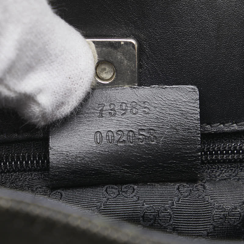 グッチ シェリーライン トートバッグ ハンドバッグ 73983 ブラック デニム レザー レディース GUCCI 【中古】