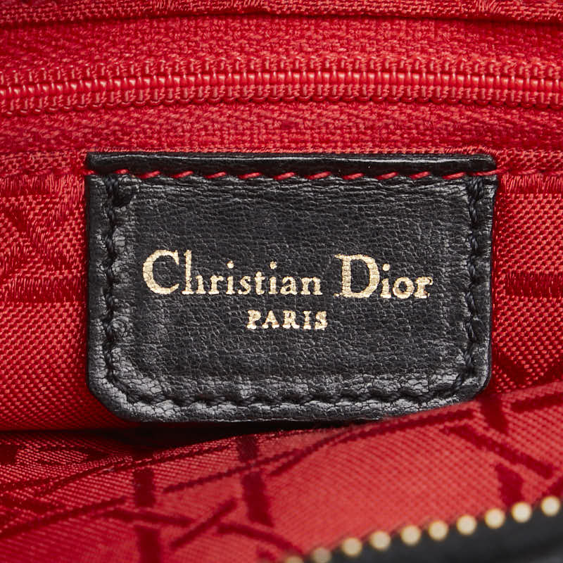 ディオール レディディオール カナージュ ハンドバッグ ブラック レザー レディース Dior 【中古】