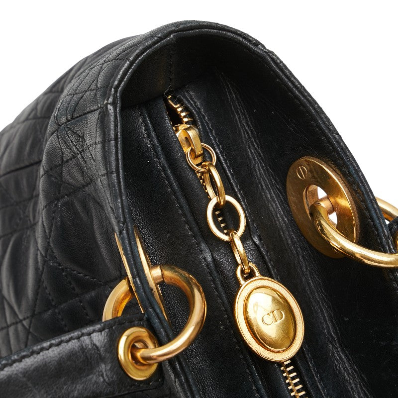 ディオール レディディオール カナージュ ハンドバッグ ブラック レザー レディース Dior 【中古】