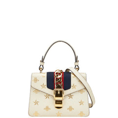 グッチ シルヴィ 星 スター 蜂 ビー ハンドバッグ ショルダーバッグ 2WAY 470270 アイボリー レザー レディース GUCCI 【中古】