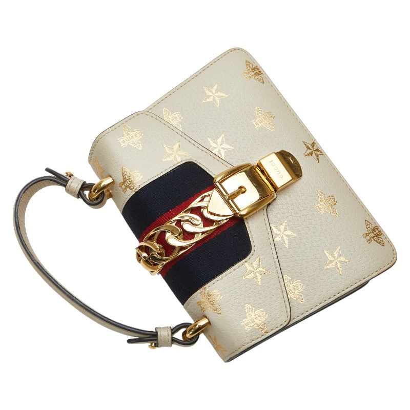 グッチ シルヴィ 星 スター 蜂 ビー ハンドバッグ ショルダーバッグ 2WAY 470270 アイボリー レザー レディース GUCCI 【中古】