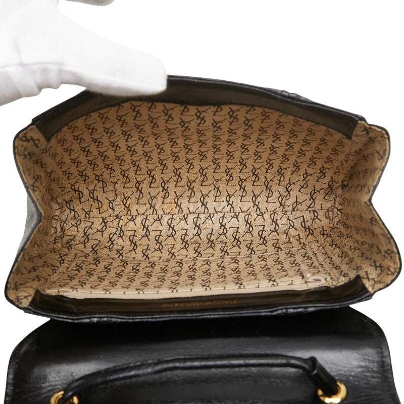 サンローラン リザード型押し ショルダーバッグ ブラック レザー レディース SAINT LAURENT 【中古】