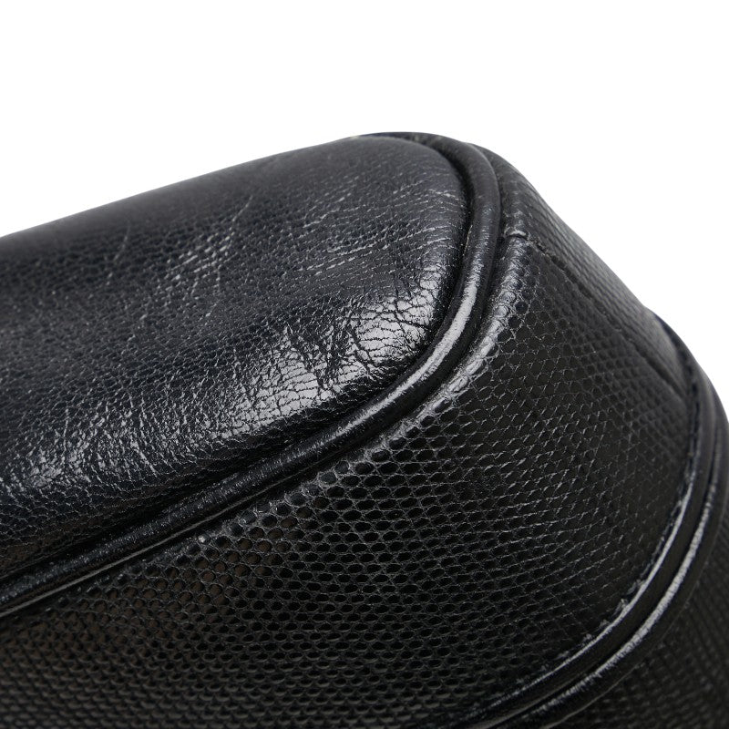 サンローラン リザード型押し ショルダーバッグ ブラック レザー レディース SAINT LAURENT 【中古】