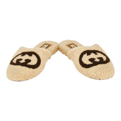 グッチ インターロッキングG サンダル サイズ：9 ベージュ ブラウン ボア レディース GUCCI 【中古】