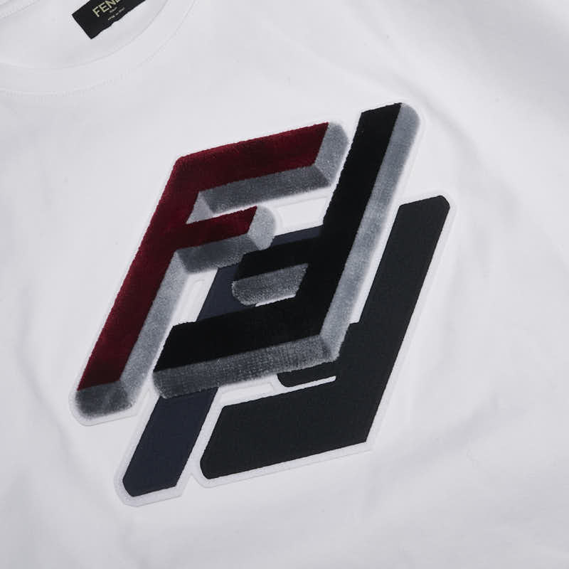 フェンディ FFロゴ Tシャツ サイズ：L FY0936 AL36 ホワイト マルチカラー コットン メンズ FENDI 【中古】