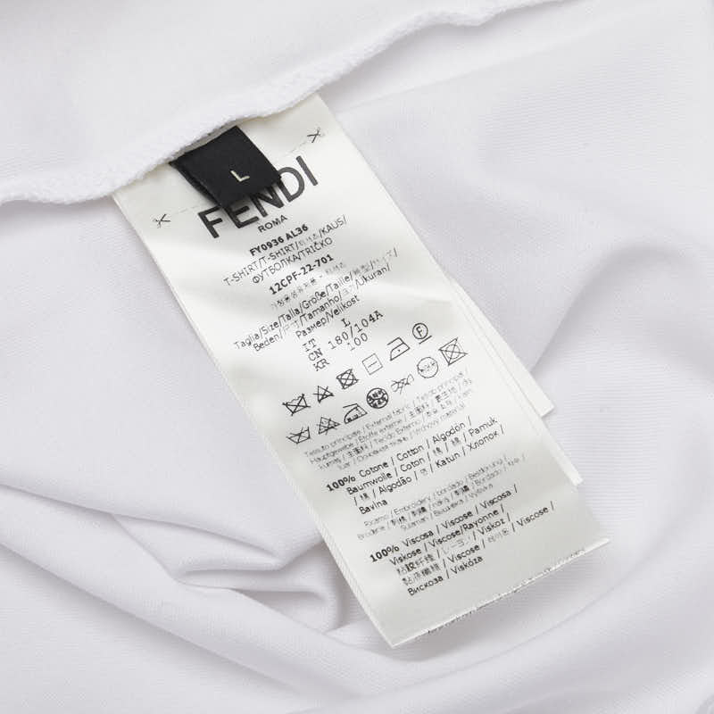 フェンディ FFロゴ Tシャツ サイズ：L FY0936 AL36 ホワイト マルチカラー コットン メンズ FENDI 【中古】