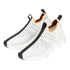 エルメス エクレール スニーカー スリッポン サイズ：37 ホワイト ブラック オレンジ ニット レディース HERMES 【中古】