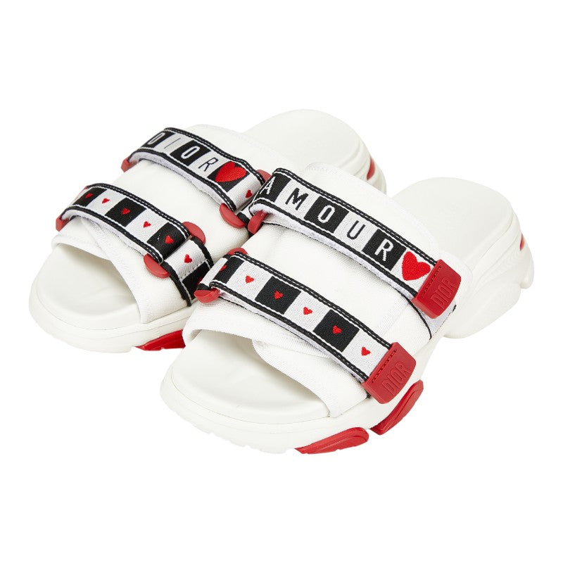 ディオール AMOUR スライド サンダル サイズ：36 ホワイト レッド ブラック ラバー メッシュ レディース Dior 【中古】