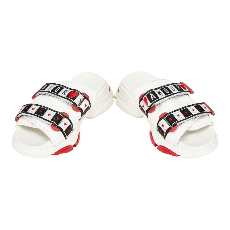ディオール AMOUR スライド サンダル サイズ：36 ホワイト レッド ブラック ラバー メッシュ レディース Dior 【中古】