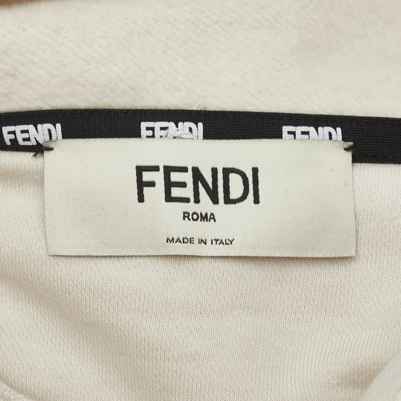 フェンディ ロゴ パーカー プルオーバー クロップド サイズ：40 クリーム ホワイト コットン ポリエステル レディース FENDI 【中古】