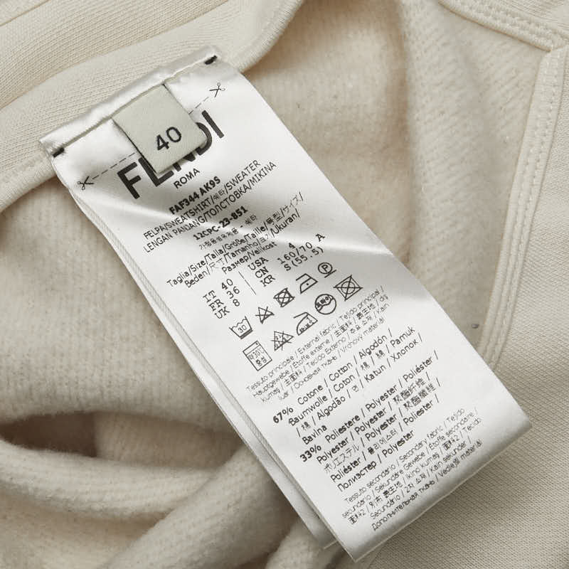 フェンディ ロゴ パーカー プルオーバー クロップド サイズ：40 クリーム ホワイト コットン ポリエステル レディース FENDI 【中古】
