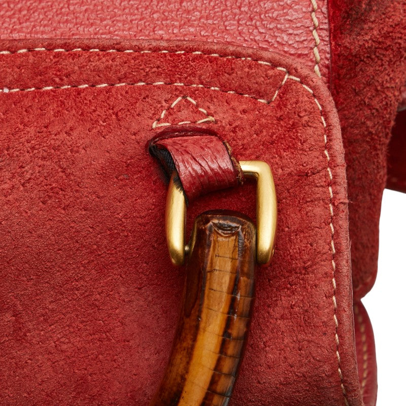 グッチ バンブー リュック バックパック 003.2058.0016 レッド ブラウン スウェード レザー レディース GUCCI 【中古】
