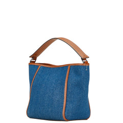 トリーバーチ マックグロー スモールバケットバッグ ハンドバッグ ショルダーバッグ 2WAY ブルー ブラウン デニム レザー レディース Tory Burch 【中古】