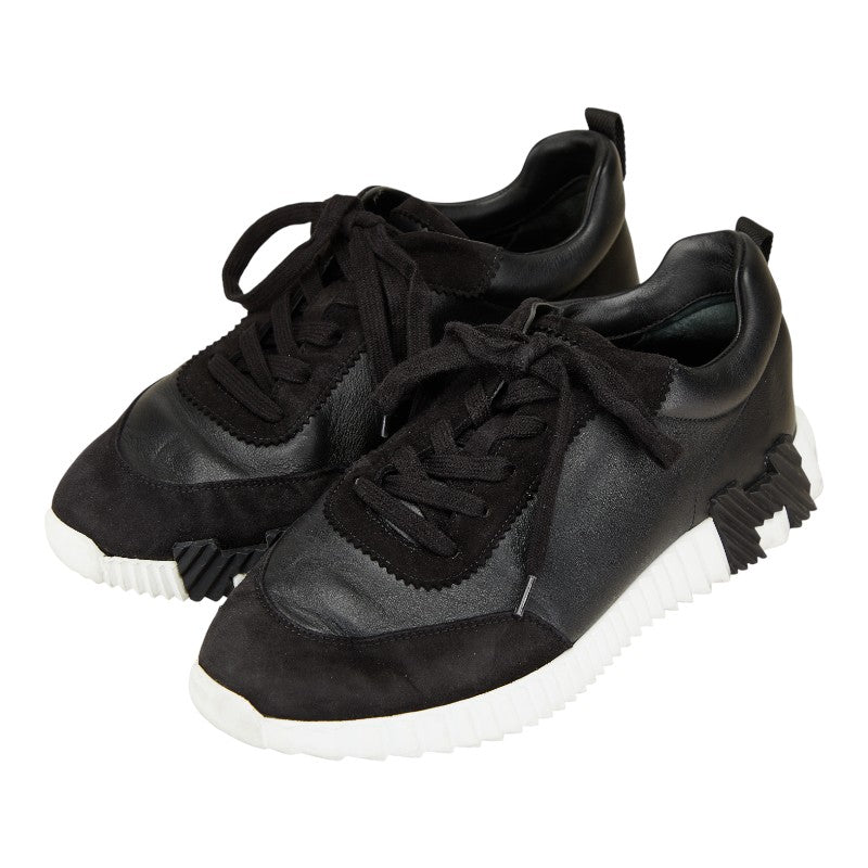 エルメス バウンシング スニーカー サイズ：41 ブラック ホワイト レザー スウェード メンズ HERMES 【中古】