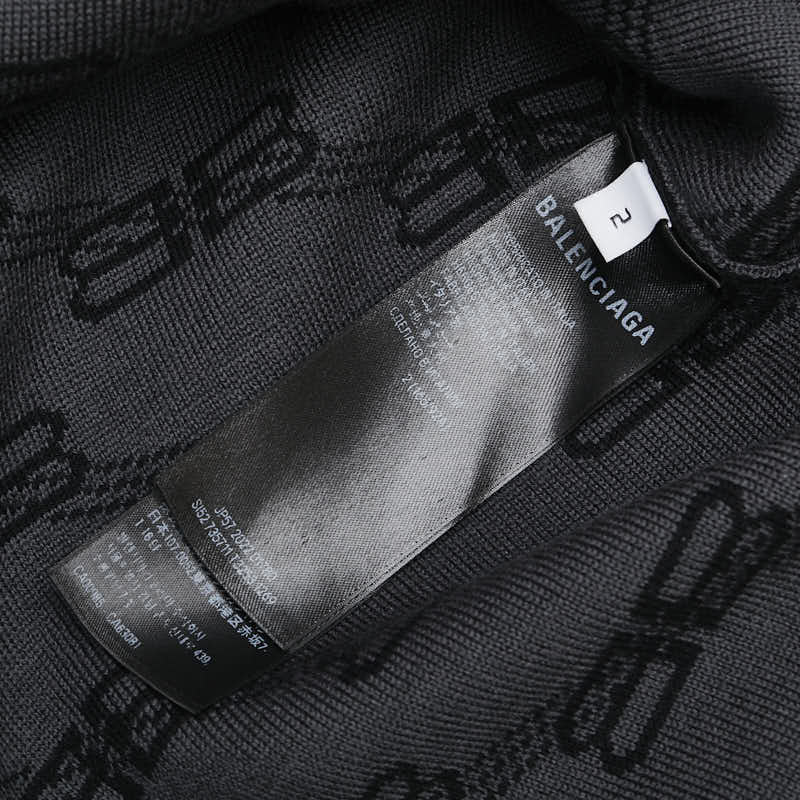 バレンシアガ BBロゴ カーディガン サイズ：2 ブラック グレー コットン ウール ポリエステル メンズ BALENCIAGA 【中古】