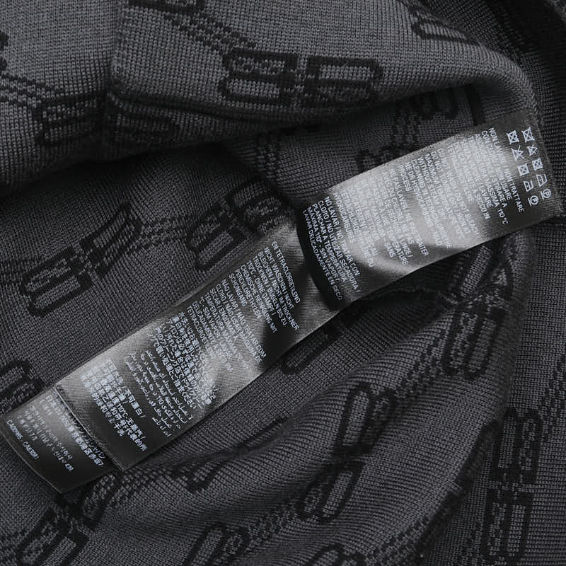 バレンシアガ BBロゴ カーディガン サイズ：2 ブラック グレー コットン ウール ポリエステル メンズ BALENCIAGA 【中古】