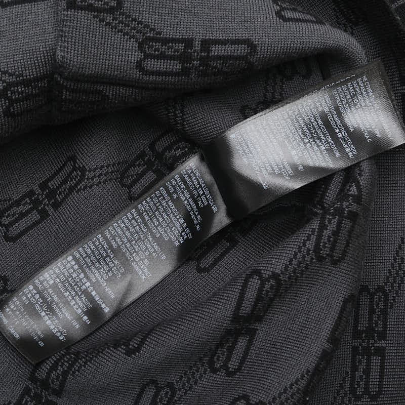 バレンシアガ BBロゴ カーディガン サイズ：2 ブラック グレー コットン ウール ポリエステル メンズ BALENCIAGA 【中古】