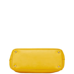 プラダ ガレリア 三角ロゴプレート ハンドバッグ ショルダーバッグ 2WAY イエロー レザー レディース PRADA 【中古】