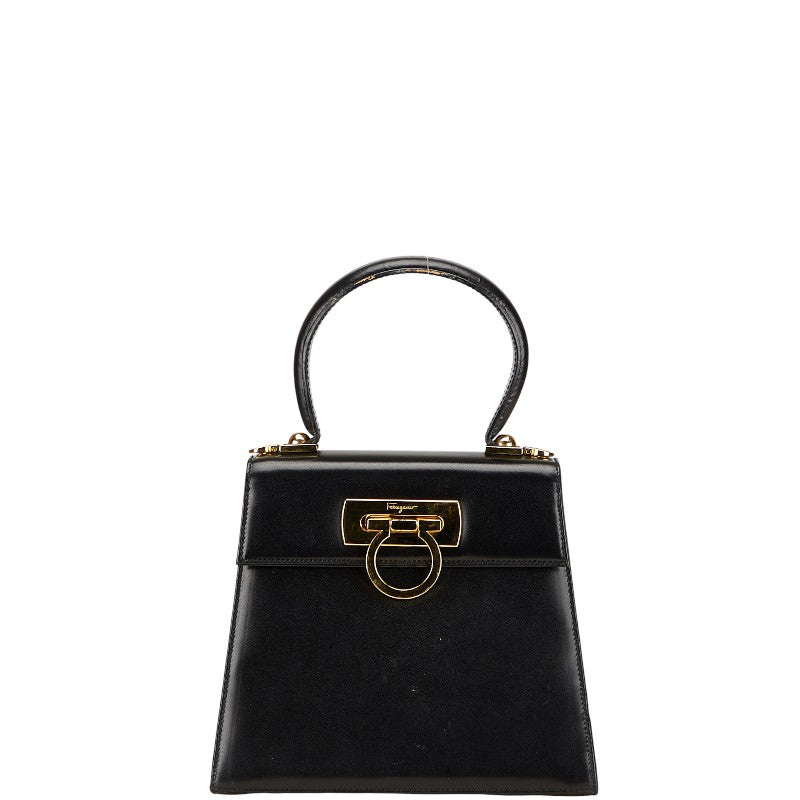 サルヴァトーレフェラガモ ガンチーニ ハンドバッグ ブラック レザー レディース Salvatore Ferragamo 【中古】