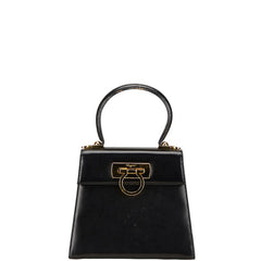 サルヴァトーレフェラガモ ガンチーニ ハンドバッグ ブラック レザー レディース Salvatore Ferragamo 【中古】