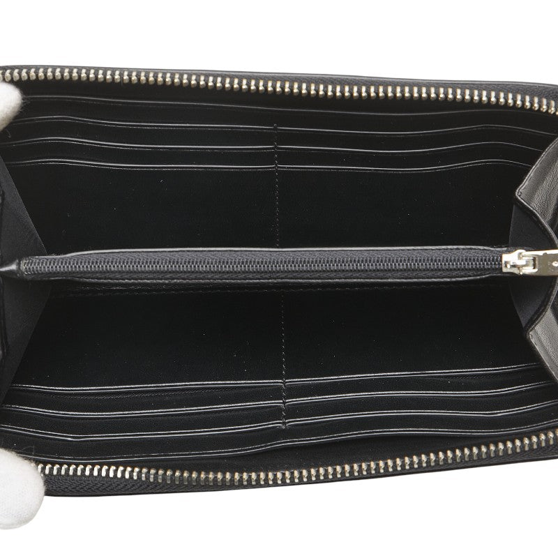 コーチ シグネチャー ラウンドファスナー 長財布 グレー ブラック PVC レザー レディース COACH 【中古】
