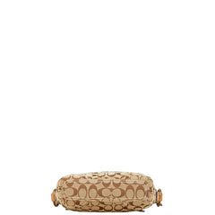 コーチ シグネチャー 斜め掛け ショルダーバッグ ベージュ ブラウン キャンバス レザー レディース COACH 【中古】