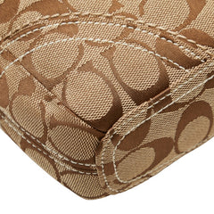 コーチ シグネチャー 斜め掛け ショルダーバッグ ベージュ ブラウン キャンバス レザー レディース COACH 【中古】