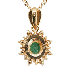 K18YG イエローゴールド エメラルド0.36ct ダイヤ0.50ct ペンダントネックレス レディース 【中古】