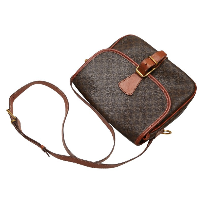 セリーヌ マカダム ショルダーバッグ ブラウン PVC レザー レディース CELINE 【中古】