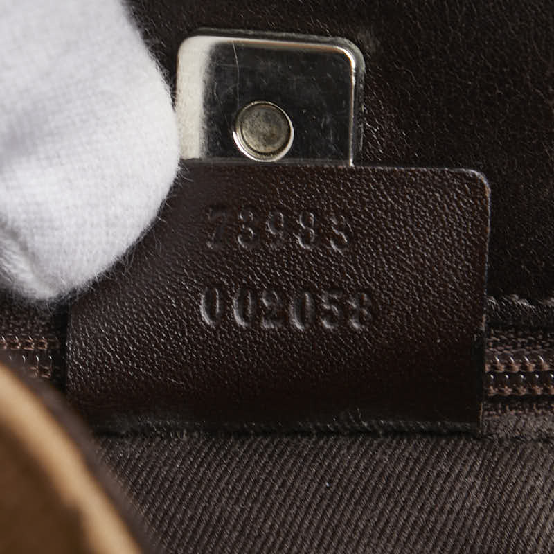 グッチ GGキャンバス トートバッグ 73983 ブラウン キャンバス レザー レディース GUCCI 【中古】