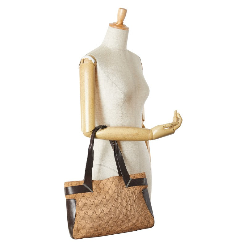 グッチ GGキャンバス トートバッグ 73983 ブラウン キャンバス レザー レディース GUCCI 【中古】