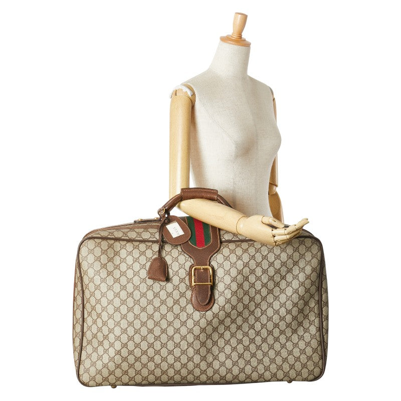 グッチ GGスプリーム オールドグッチ シェリーライン トランクケース スーツケース 39.19.009 ベージュ ブラウン PVC レザー メンズ GUCCI 【中古】