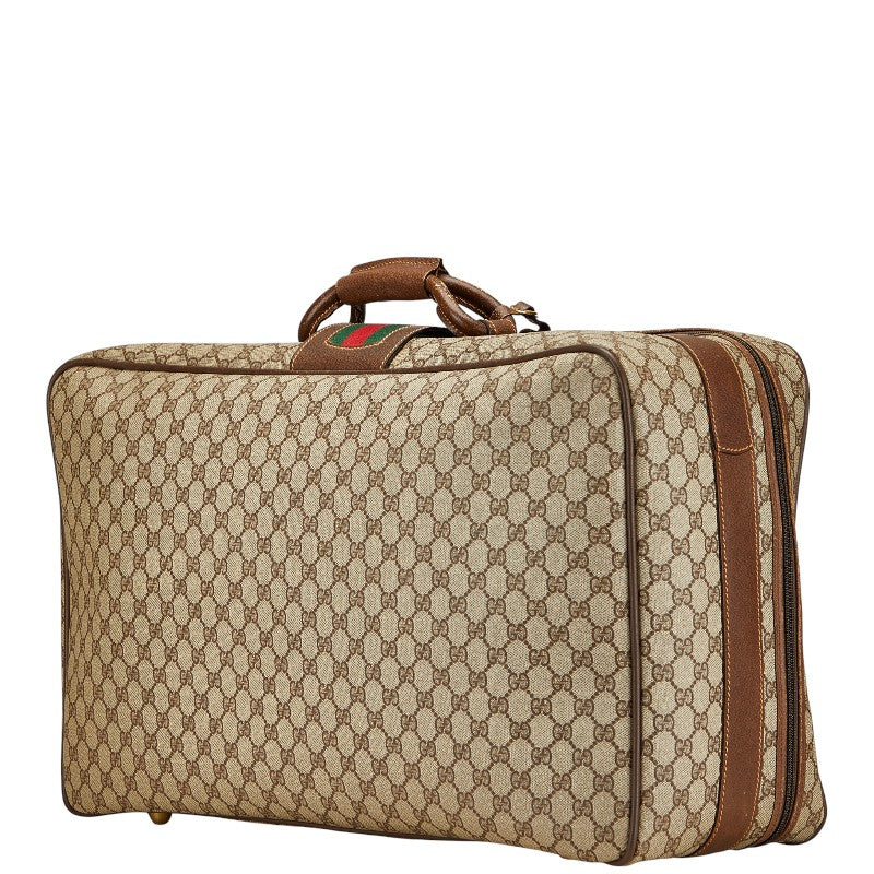 グッチ GGスプリーム オールドグッチ シェリーライン トランクケース スーツケース 39.19.009 ベージュ ブラウン PVC レザー メンズ GUCCI 【中古】