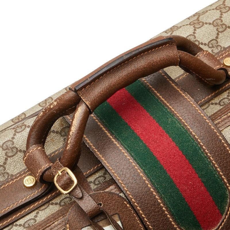 グッチ GGスプリーム オールドグッチ シェリーライン トランクケース スーツケース 39.19.009 ベージュ ブラウン PVC レザー メンズ GUCCI 【中古】