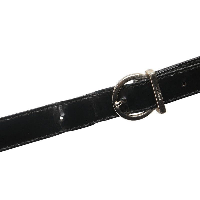 サルヴァトーレフェラガモ ガンチーニ ショルダーバッグ ブラック エナメル レザー レディース Salvatore Ferragamo 【中古】