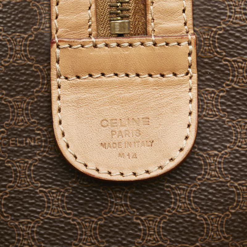 セリーヌ マカダム ボストンバッグ ブラウン PVC レザー レディース CELINE 【中古】