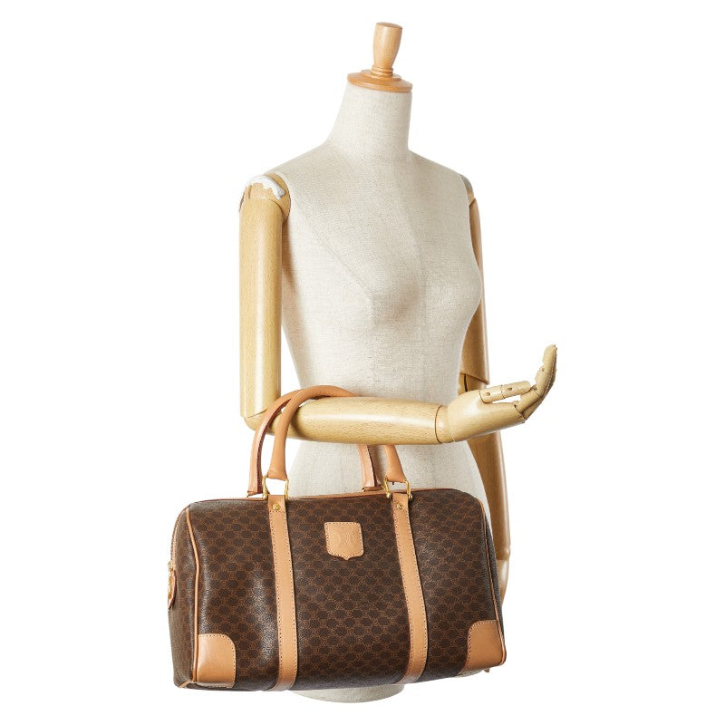 セリーヌ マカダム ボストンバッグ ブラウン PVC レザー レディース CELINE 【中古】