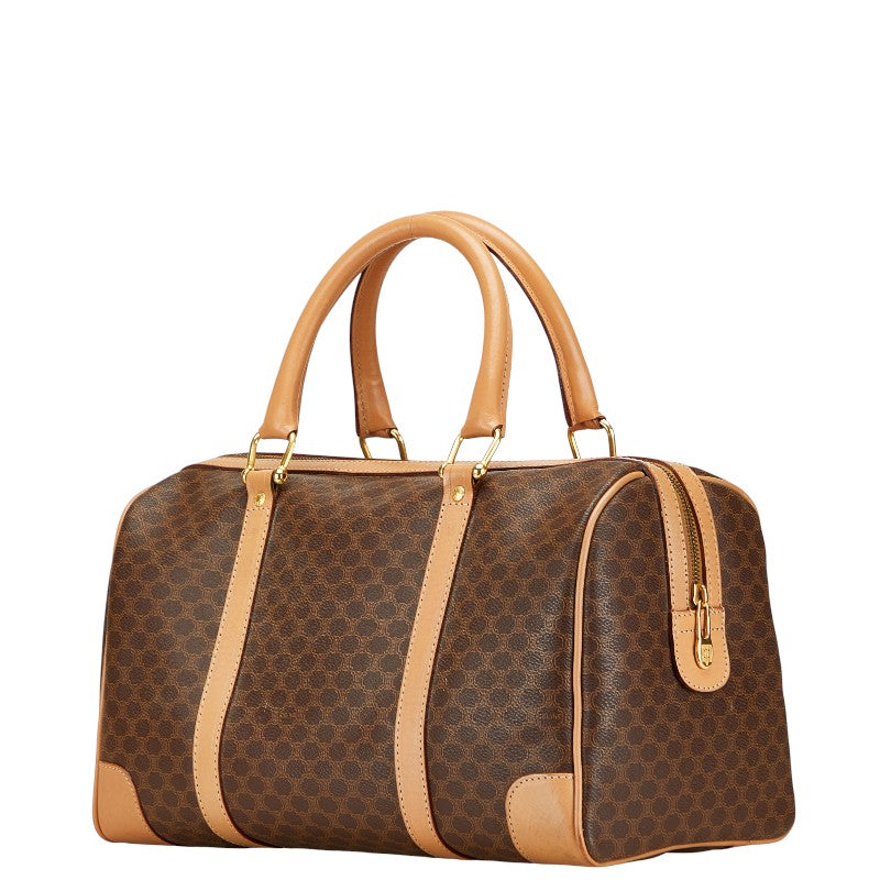 セリーヌ マカダム ボストンバッグ ブラウン PVC レザー レディース CELINE 【中古】