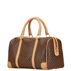 セリーヌ マカダム ボストンバッグ ブラウン PVC レザー レディース CELINE 【中古】