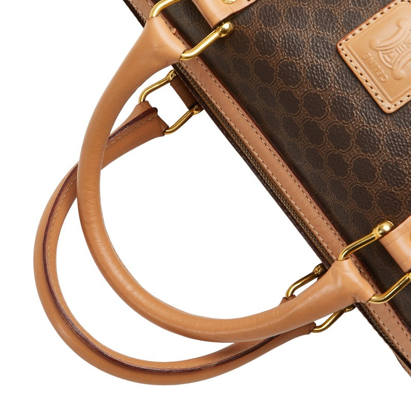 セリーヌ マカダム ボストンバッグ ブラウン PVC レザー レディース CELINE 【中古】
