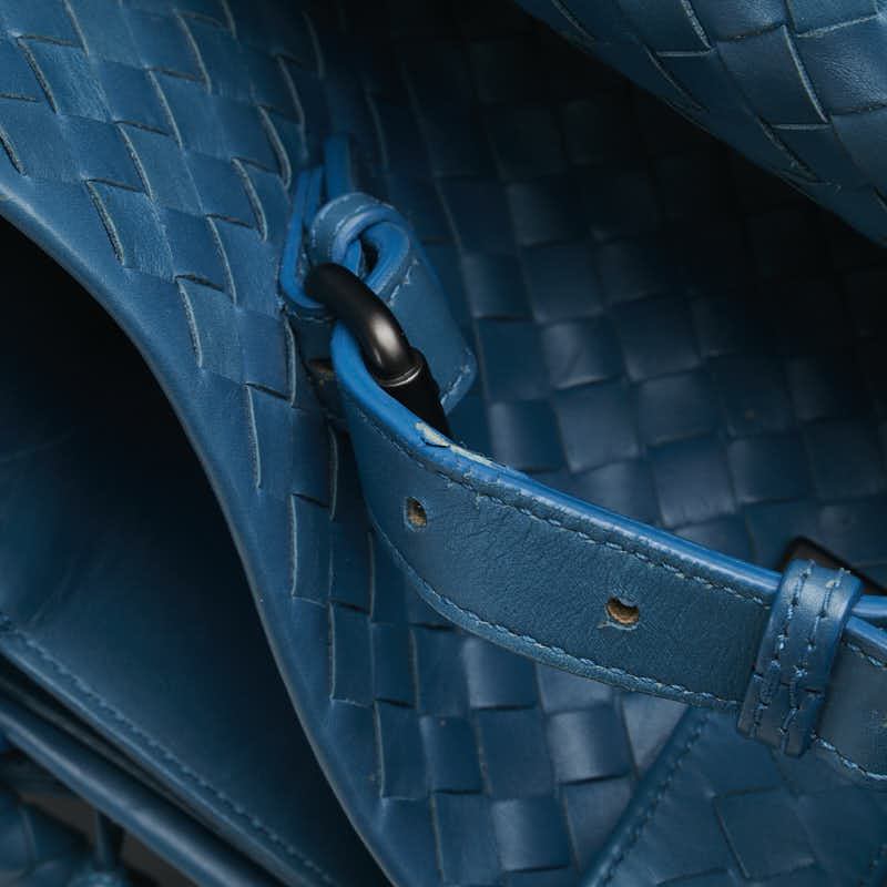 ボッテガヴェネタ イントレチャート ハンドバッグ トートバッグ ブルー レザー レディース BOTTEGAVENETA 【中古】