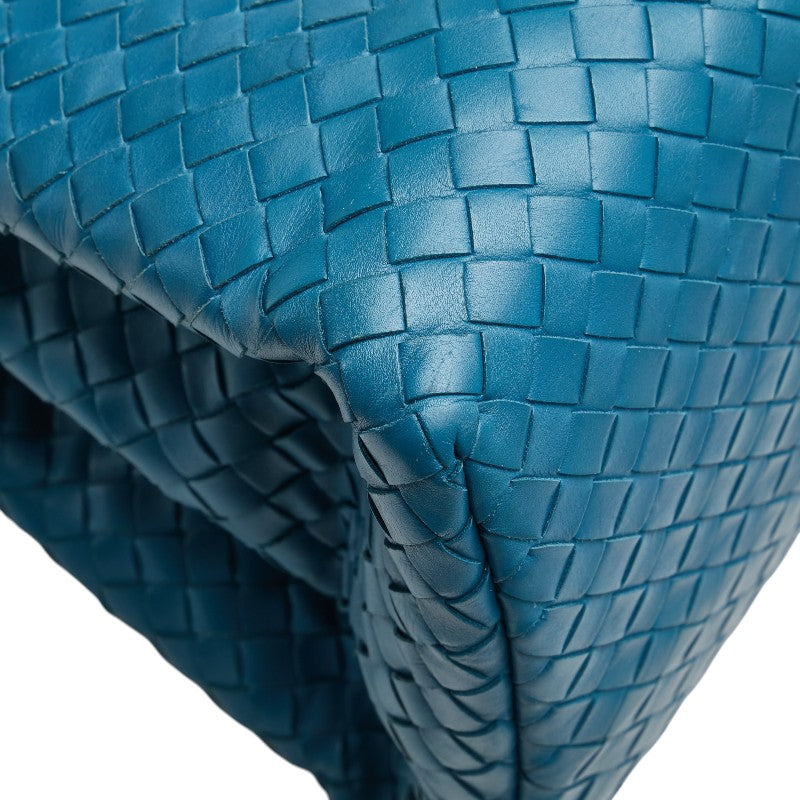 ボッテガヴェネタ イントレチャート ハンドバッグ トートバッグ ブルー レザー レディース BOTTEGAVENETA 【中古】